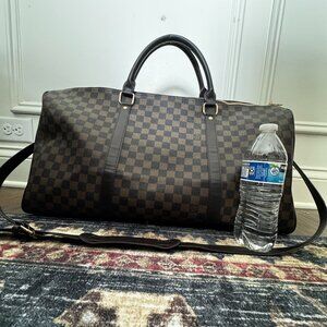 Large Duffel Top Handle With Crossbody Strap Brown Check LV
